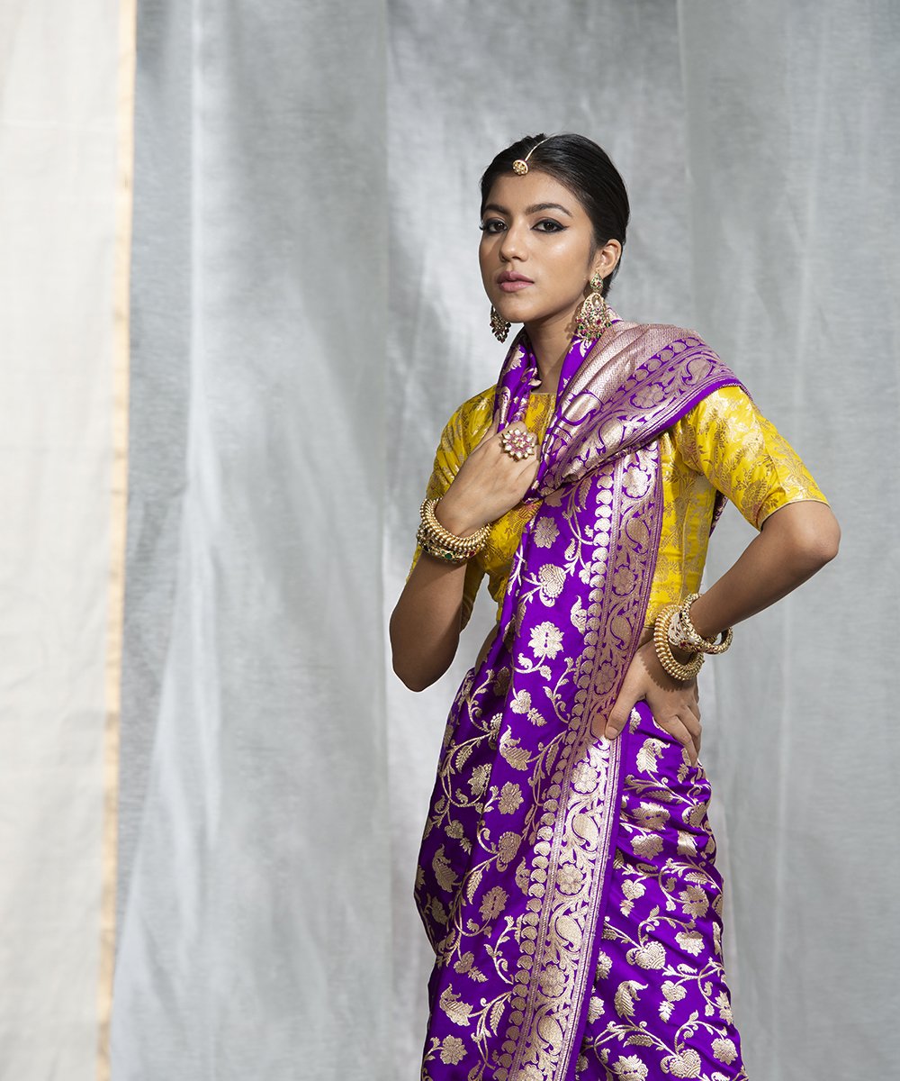 Purple_Handloom_Banarasi_Pure_Katan_Siilk_Kadhwa_Ektara_Jangla_Saree_WeaverStory_01