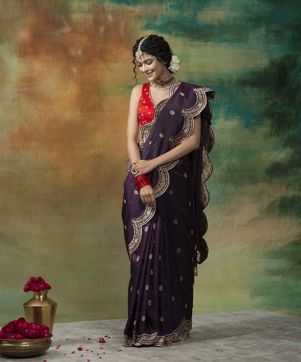 Purple_Scallop_Border_Handloom_Banarasi_Saree_With_Meenakari_Work_WeaverStory_02