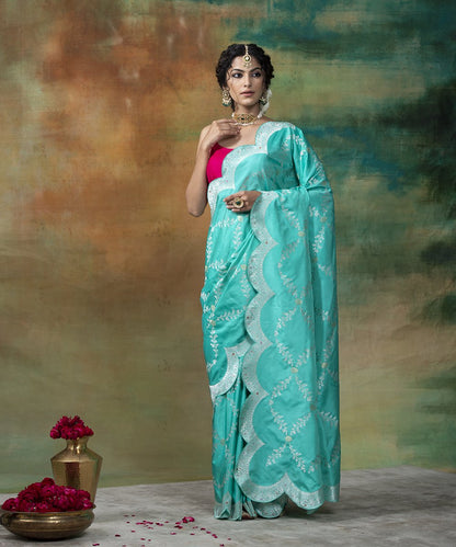 Sea_Green_Handloom_Katan_Silk_Scallop_Border_Jangla_Banarasi_Saree_WeaverStory_02