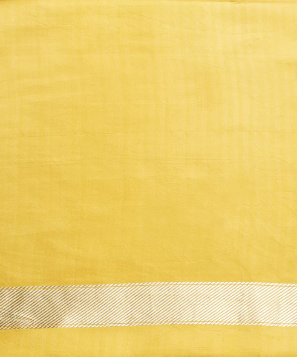Yellow Handloom Pure Satin Banarasi Saree With Jamawar Border