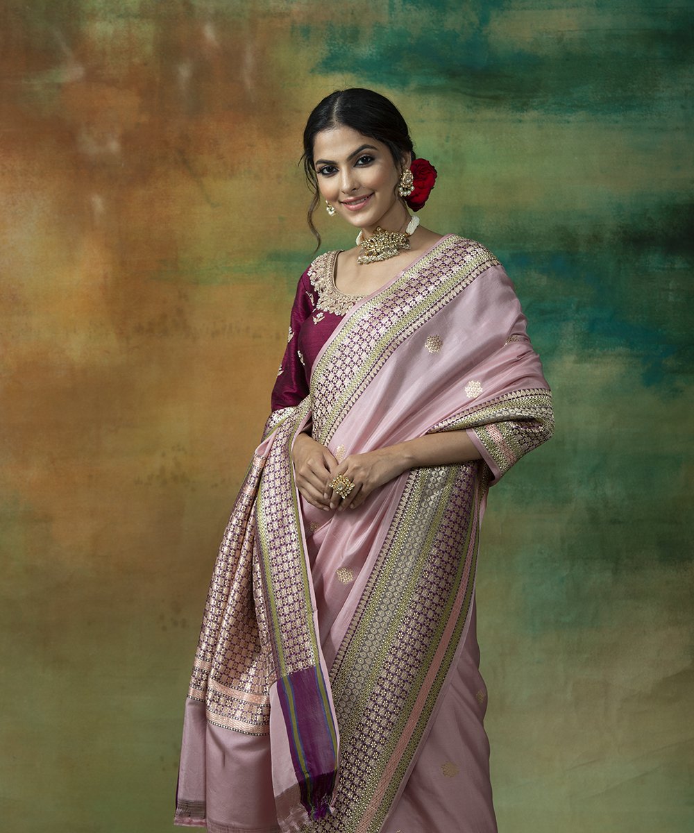 Blush_Pink_Handloom_Katan_Silk_Banarasi_Saree_With_Wine_Geometric_Meenakari_Border_WeaverStory_01