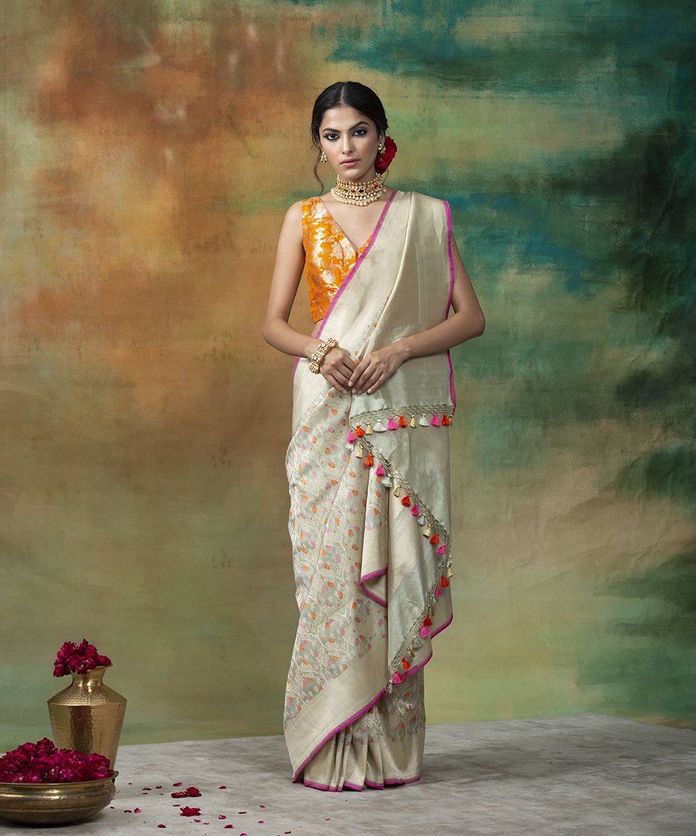 Light_Green_Handloom_Banarasi_Saree_with_Jangla_Design_and_Orange_And_Pink_Meenakari_WeaverStory_02