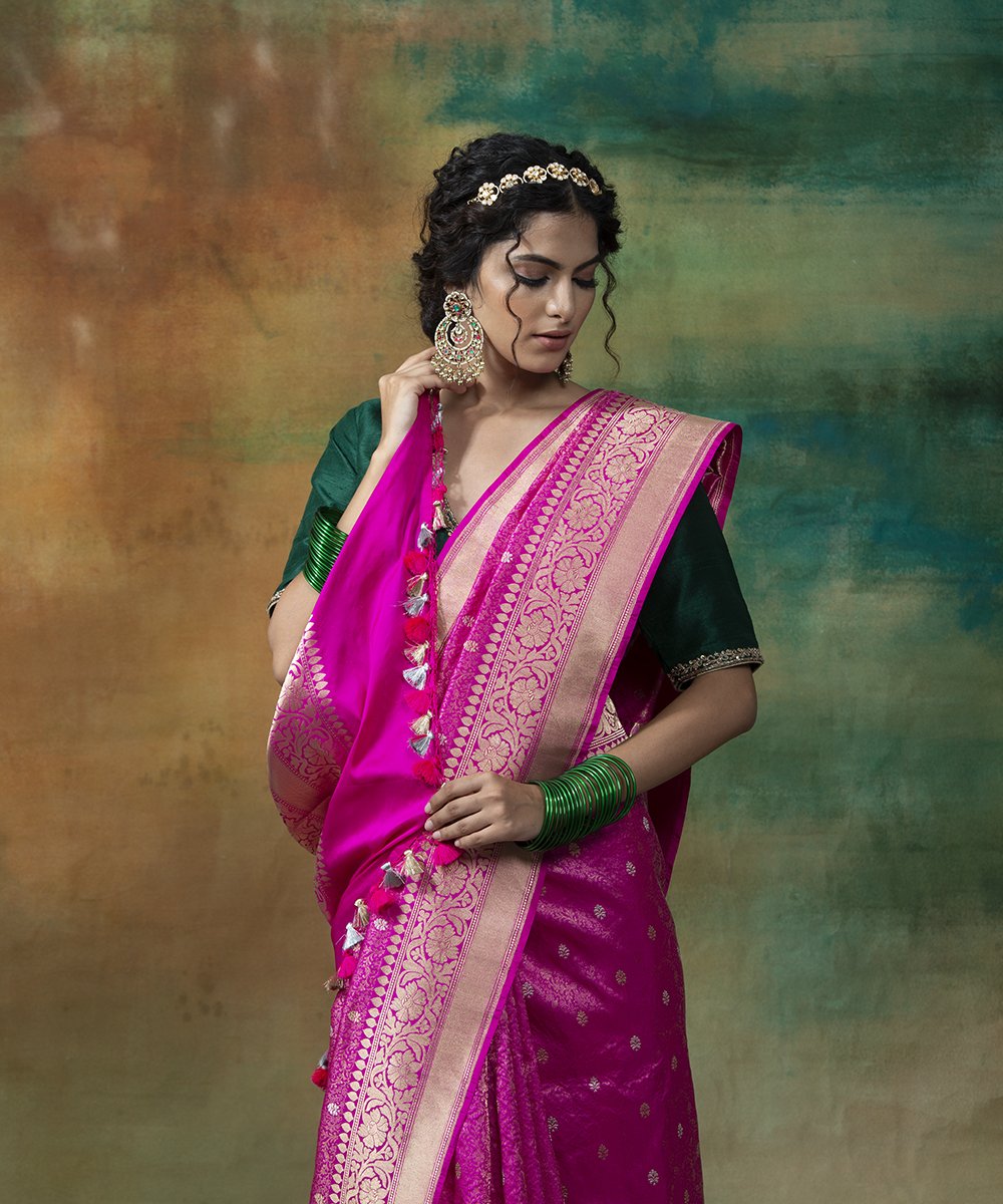 Handloom_Hot_Pink_Pure_Katan_Silk_Kimkhab_Banarasi_Saree_WeaverStory_01