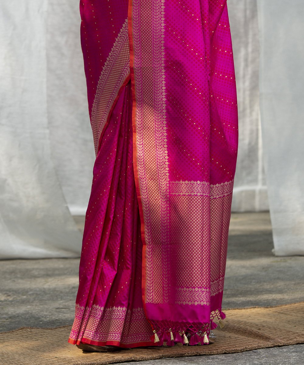 Pink_Handloom_Pure_Katan_Silk_Banarasi_Saree_With_Embossed_Weave_WeaverStory_04