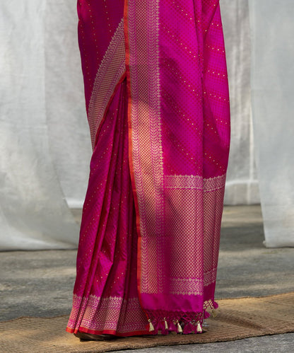 Pink_Handloom_Pure_Katan_Silk_Banarasi_Saree_With_Embossed_Weave_WeaverStory_04