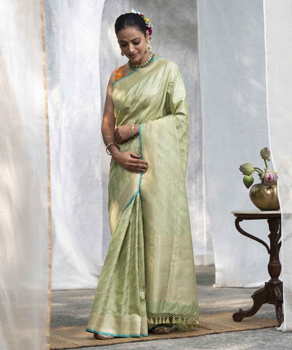 Handloom_Pista_Green_With_Embossed_Weave_Pure_Katan_Silk_Banarasi_Saree_WeaverStory_02