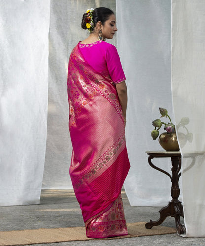 Handloom_Pink_Pure_Katan_Silk_Banarasi_Saree_with_Zari_Base_Meenakari_Jaal_WeaverStory_03