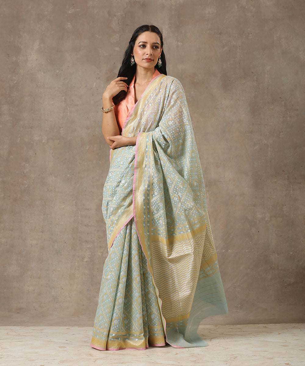 Sky_Blue_Handloom_Cotton_Banarasi_Jamdani_Saree_with_Aada_Jaal_WeaverStory_02