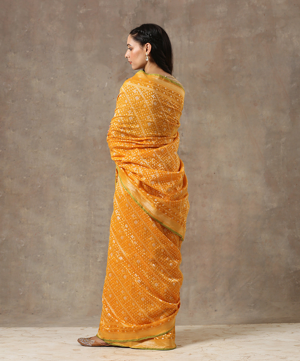 Handloom_Mustard_Yellow_Banarasi_Jamdani_Saree_With_Aada_Jaal_WeaverStory_03