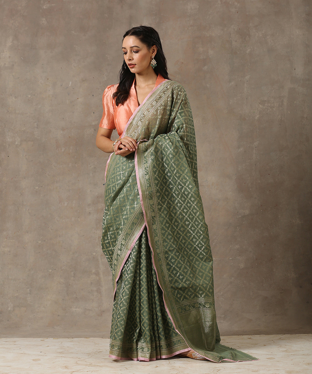 Sage_Green_Handloom_Pure_Cotton_Banarasi_Jamdani_Saree_WeaverStory_02