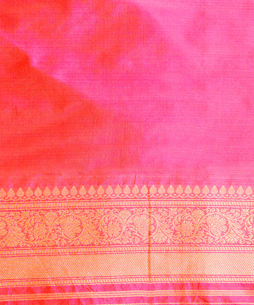 Handloom_Pink_And_Orange_Dual_Tone_Pure_Katan_Silk_Banarasi_Saree_with_Cutwork_Booti_WeaverStory_05