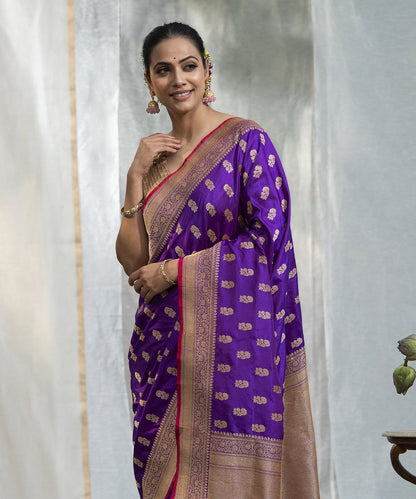 Purple_Handloom_Pure_Handloom_Banarasi_Saree_Cutwork_Booti_WeaverStory_01