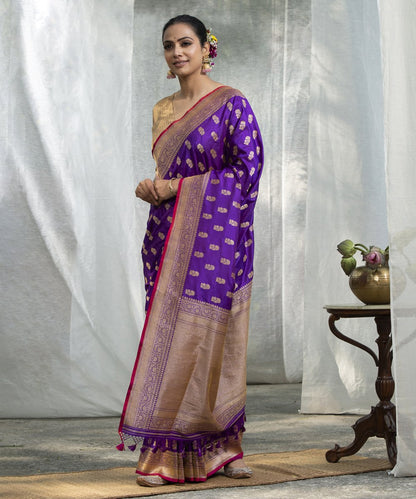 Purple_Handloom_Pure_Handloom_Banarasi_Saree_Cutwork_Booti_WeaverStory_02