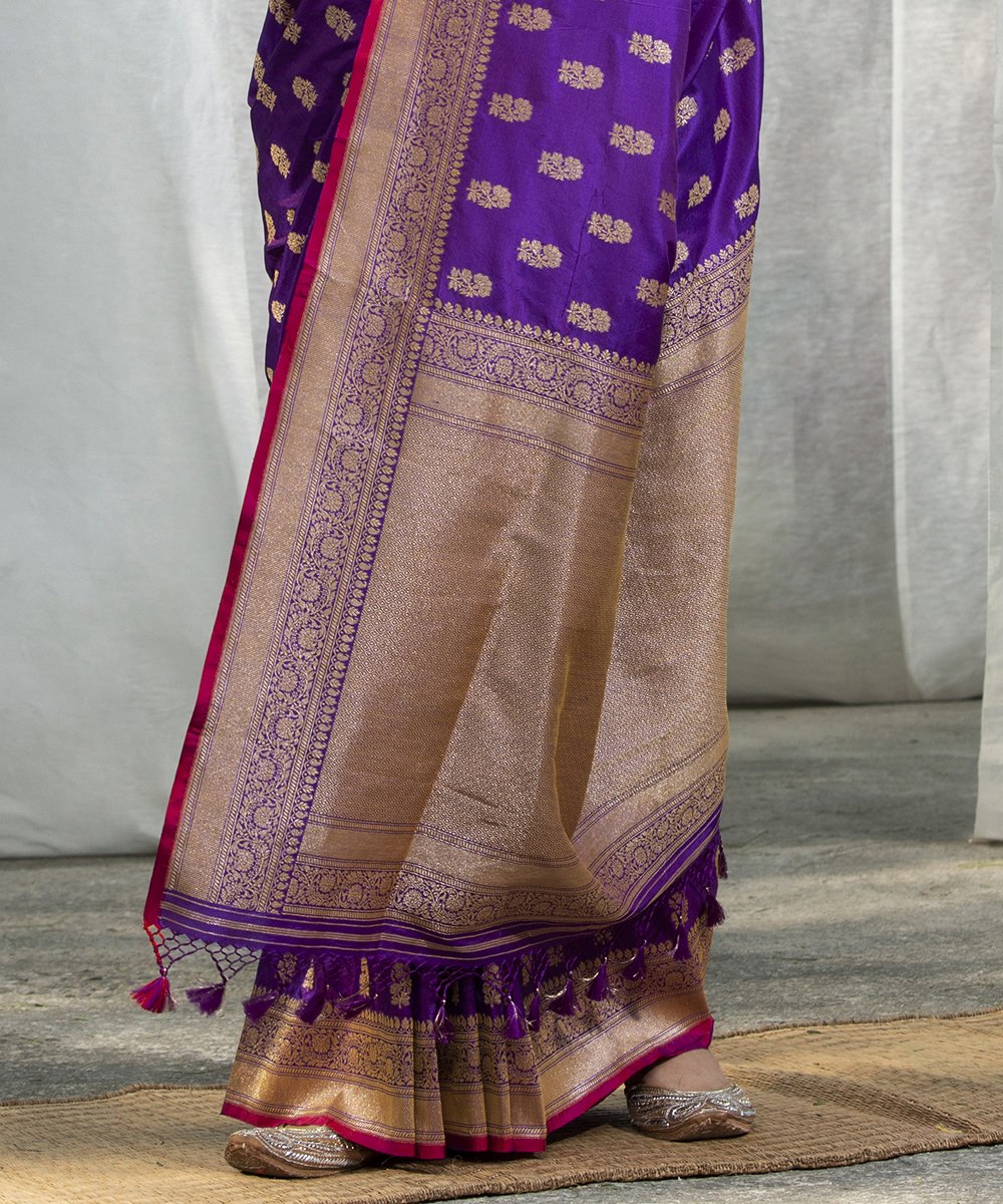 Purple_Handloom_Pure_Handloom_Banarasi_Saree_Cutwork_Booti_WeaverStory_04