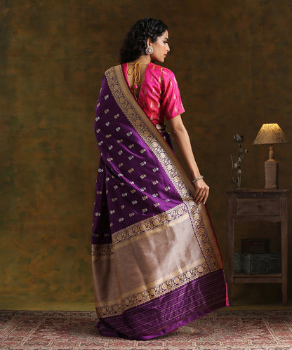 Handloom_Purple_Pure_Katan_Silk_Banarasi_Saree_with_Sona_Rupa_Kadhwa_Booti_WeaverStory_03