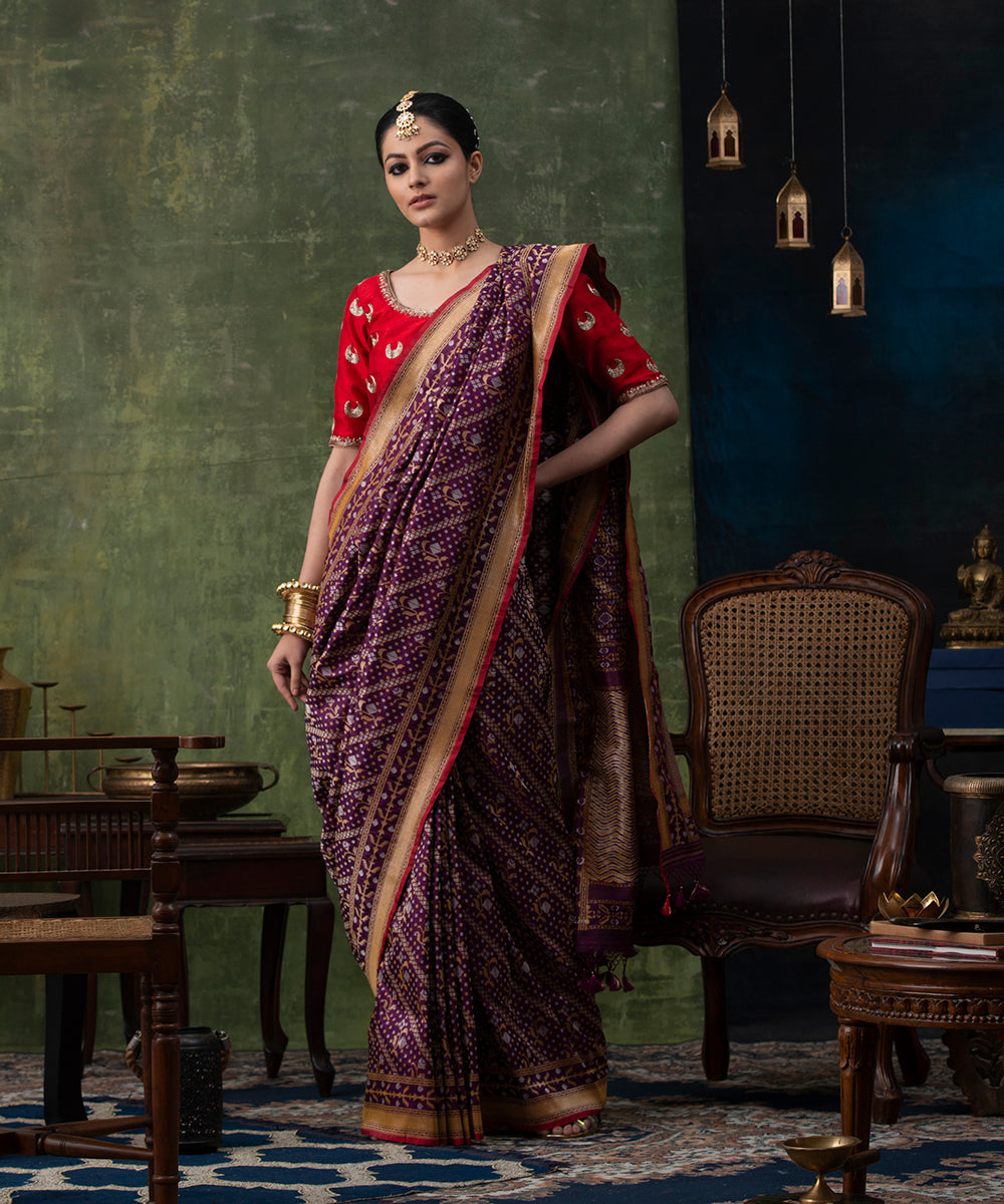 Handloom_Purple_Pure_Katan_Silk_Banarasi_Saree_with_Aada_Jamdani_Jaal_WeaverStory_02