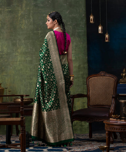 Green_Handloom_Pure_Katan_Silk_Banarasi_Saree_with_Cutwork_Jangla_WeaverStory_03