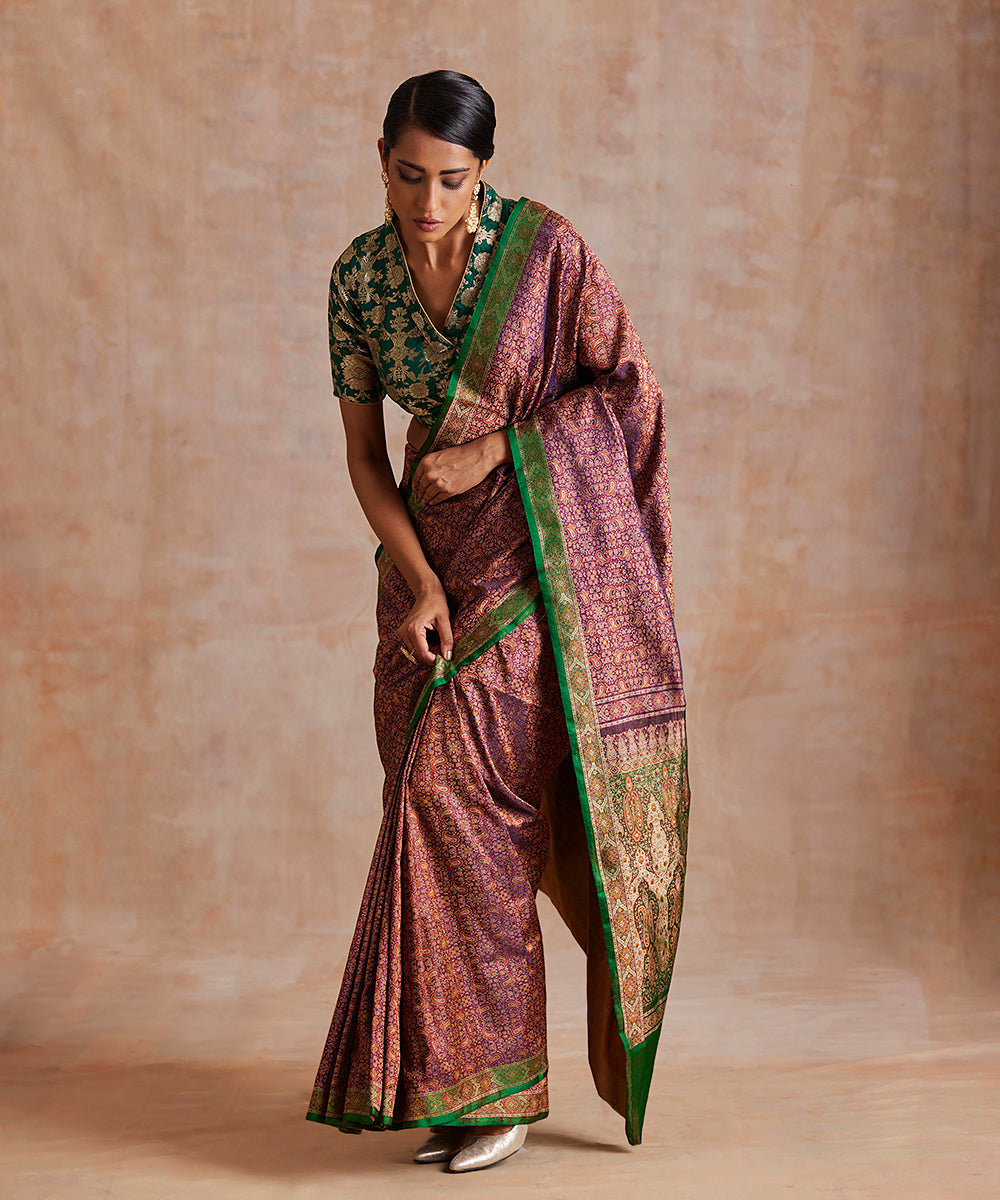 Purple_Reshmi_Jamawar_Tanchoi_With_3_Color_Meenakari_And_Green_Selvedge_WeaverStory_02