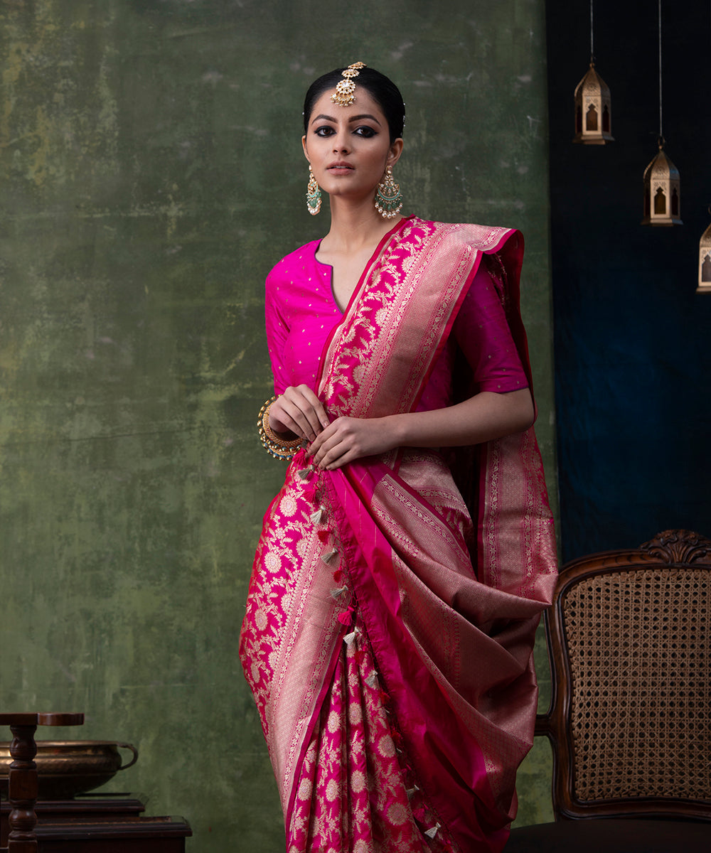 Pink_Handloom_Pure_Katan_Silk_Banarasi_Saree_with_Cutwork_Jaal_and_Silver_Meenakari_WeaverStory_01