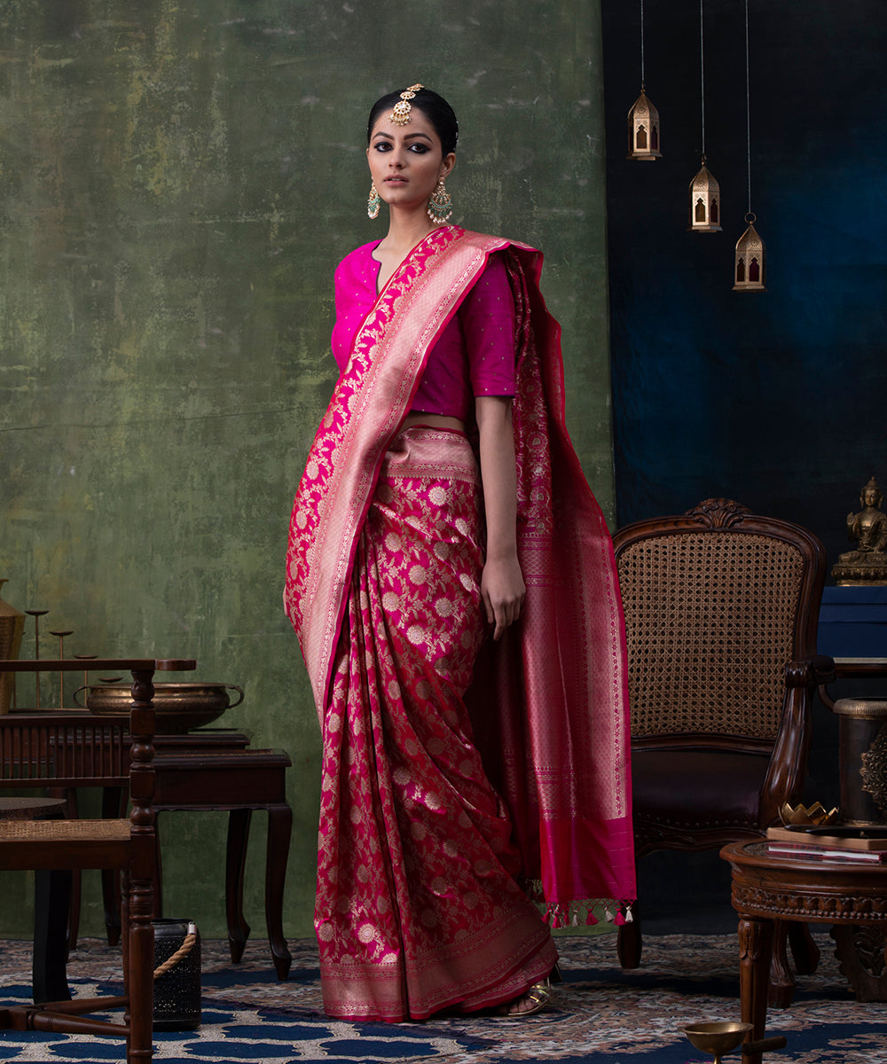 Pink_Handloom_Pure_Katan_Silk_Banarasi_Saree_with_Cutwork_Jaal_and_Silver_Meenakari_WeaverStory_02