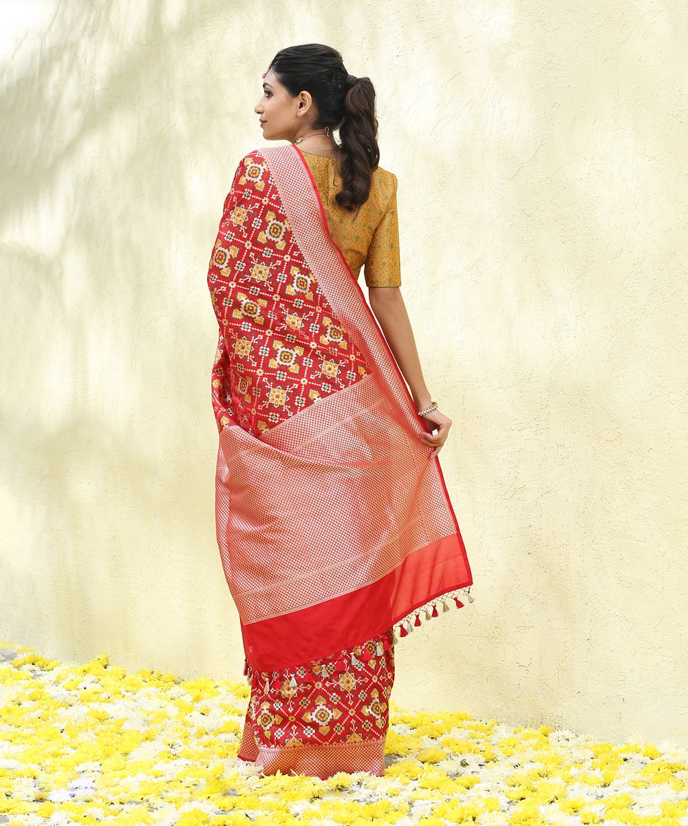 Red_And_Mustard_Handloom_Twin_Katan_Silk_Warp_Reshmi_Banarasi_Patola_Saree_WeaverStory_03