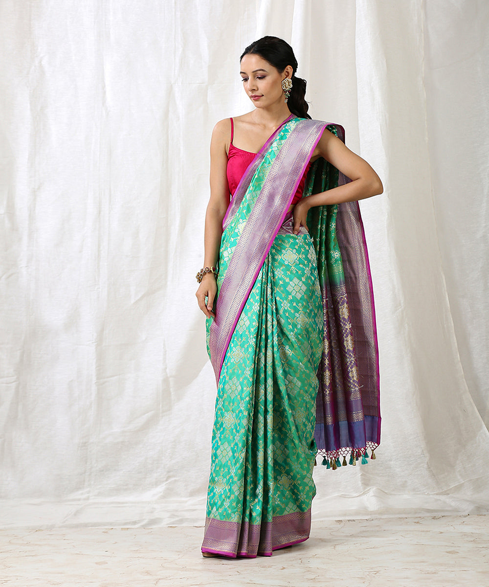 Aqua_Green_Handloom_Pure_Katan_Silk_Banarasi_Patola_Saree_with_Purple_Border_WeaverStory_02