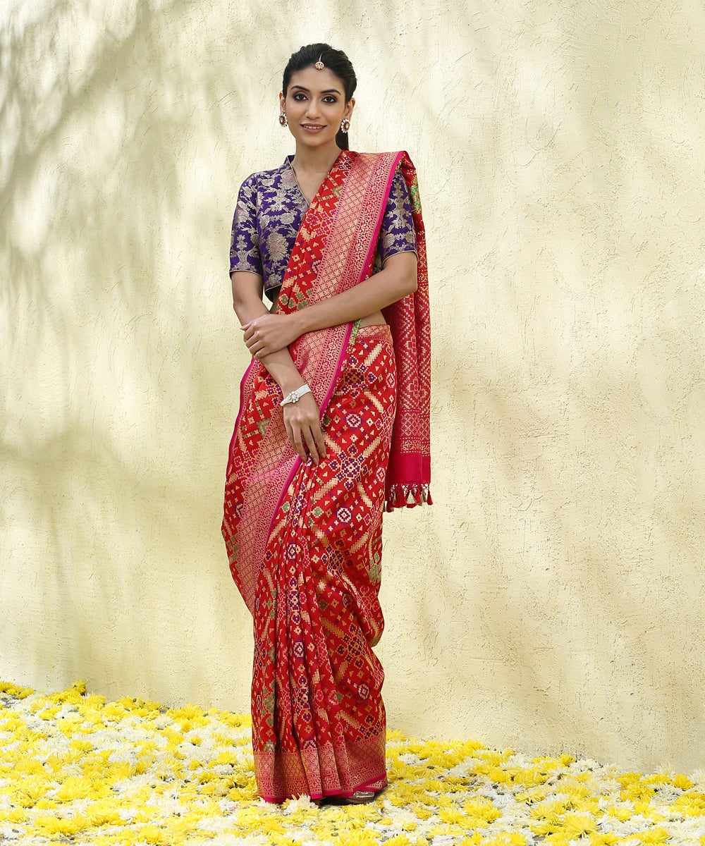 Red_Handloom_Pure_Katan_Silk_Banarasi_Patola_Saree_with_Meenakari_WeaverStory_02