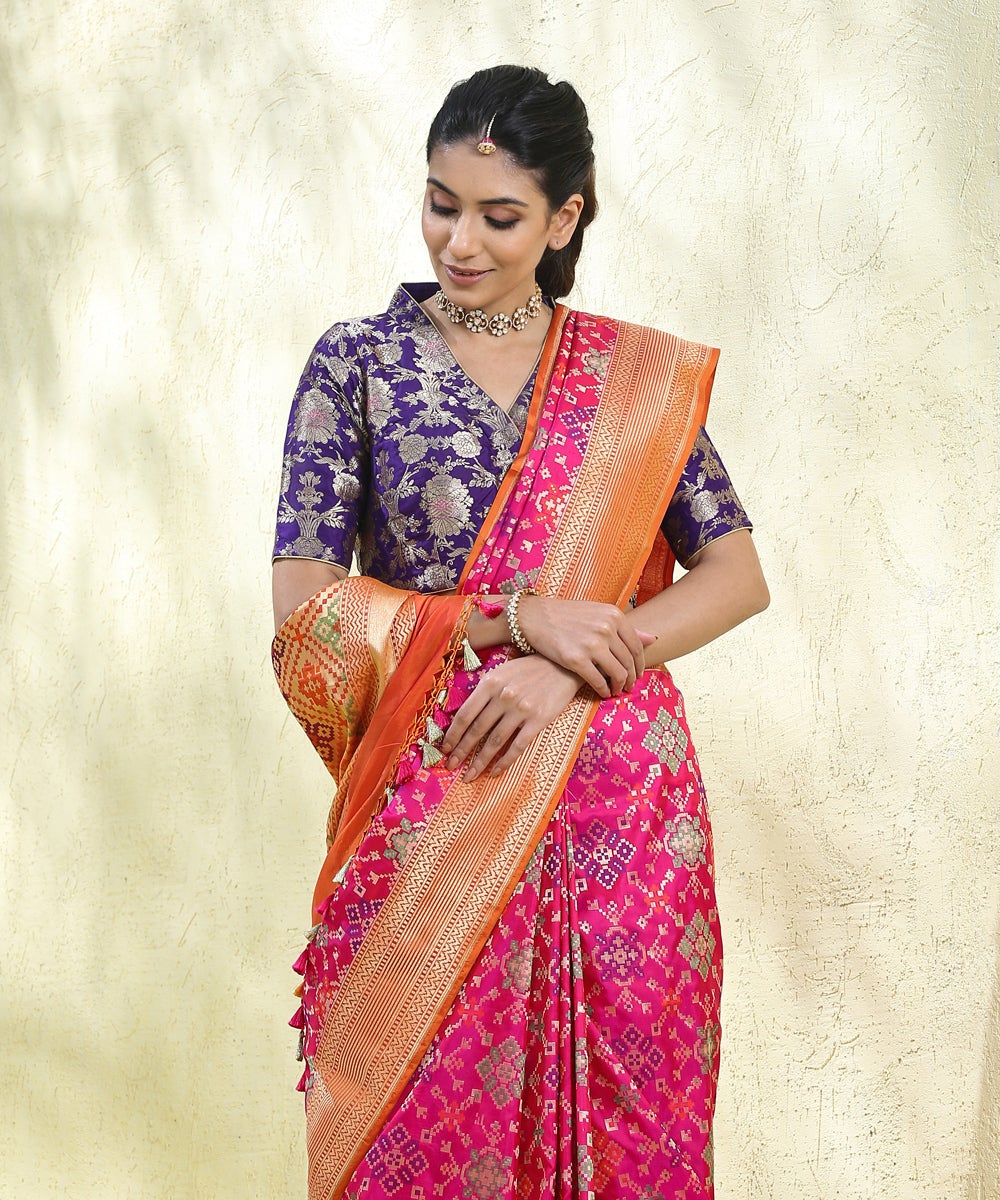 Handloom_Rani_Pink_Pure_Katan_Silk_Banarasi_Patola_Saree_WeaverStory_01