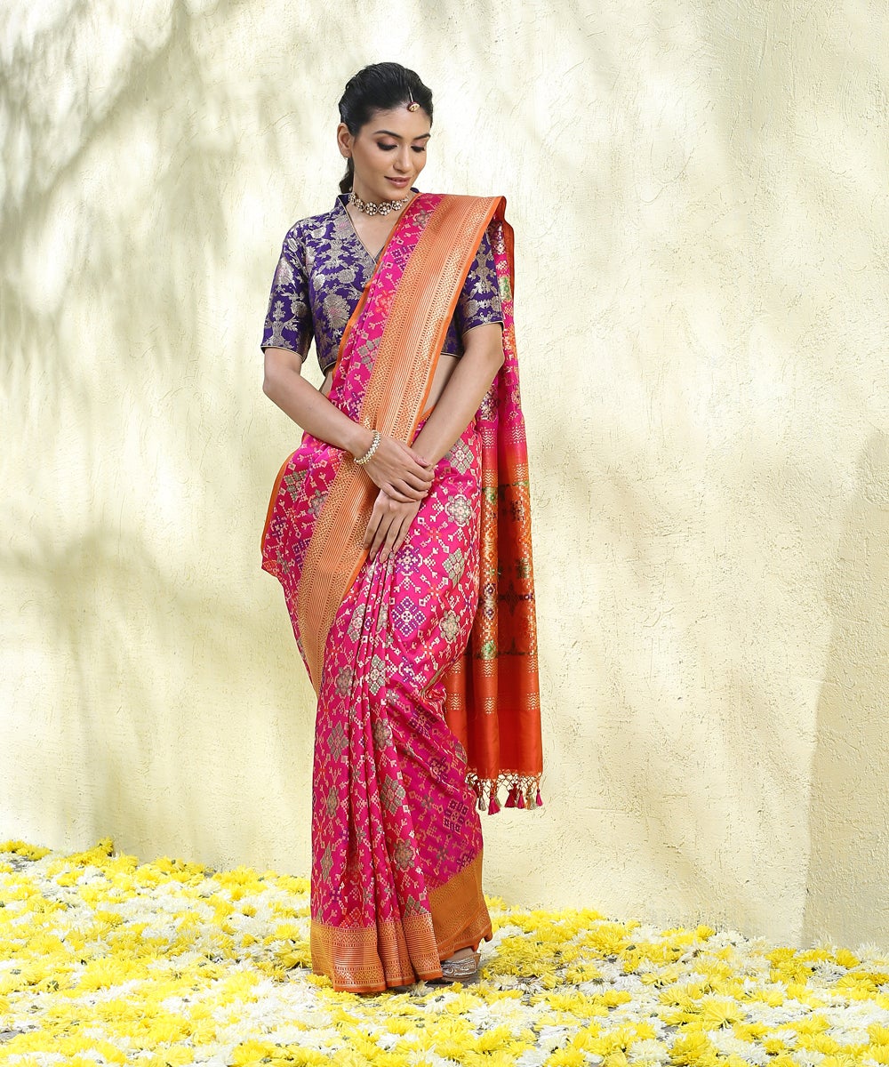 Handloom_Rani_Pink_Pure_Katan_Silk_Banarasi_Patola_Saree_WeaverStory_02