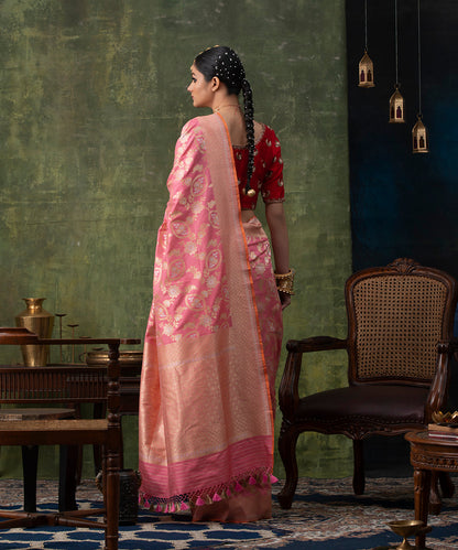 Handloom_Rose_Pink_Pure_Katan_Silk_Banarasi_Saree_with_Cutwork_Sona_Rupa_Jaal_WeaverStory_03