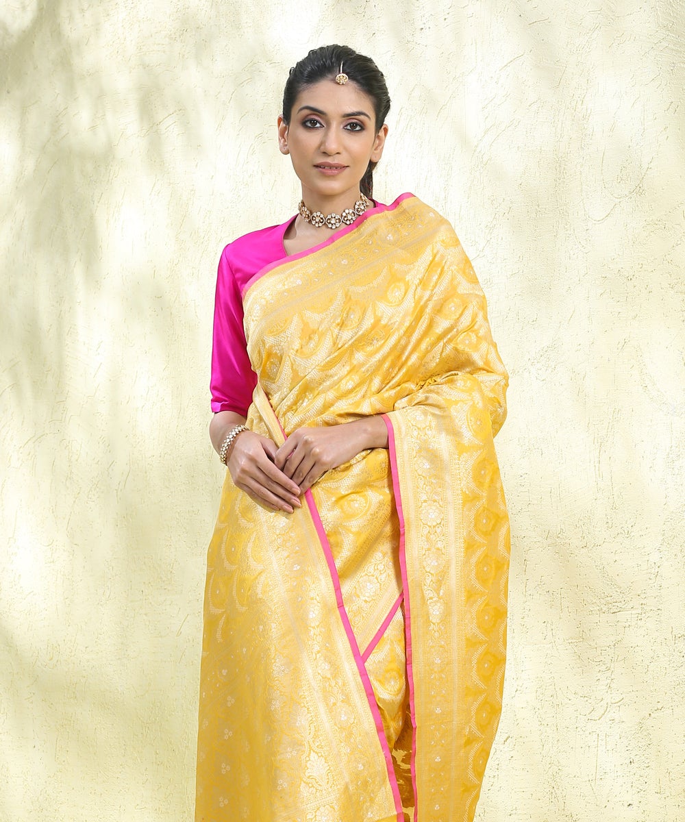 Turmeric_Yellow_Handloom_Pure_Katan_Silk_Cutwork_Banarasi_Saree_with_Sona_Rupa_Jangla_WeaverStory_01