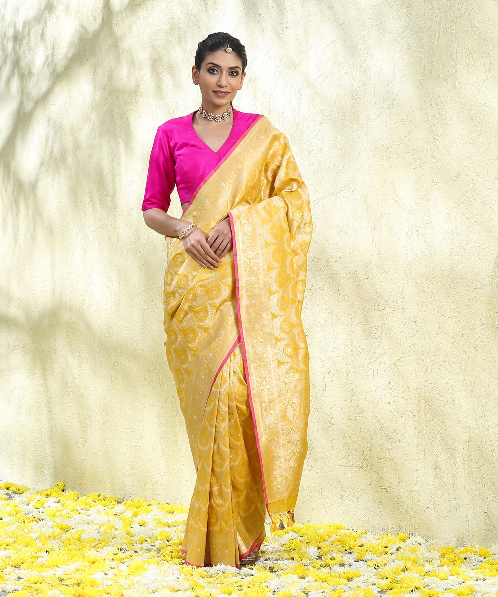 Turmeric_Yellow_Handloom_Pure_Katan_Silk_Cutwork_Banarasi_Saree_with_Sona_Rupa_Jangla_WeaverStory_02