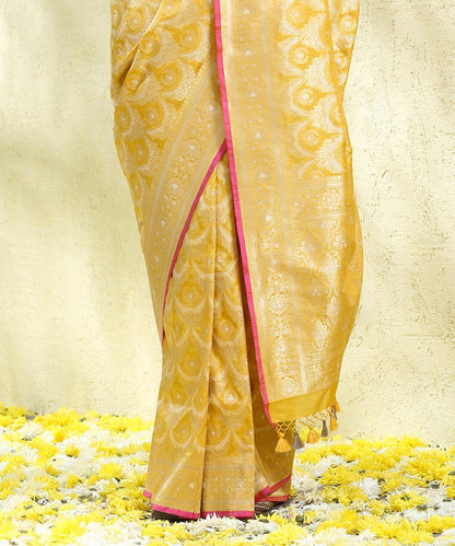 Turmeric_Yellow_Handloom_Pure_Katan_Silk_Cutwork_Banarasi_Saree_with_Sona_Rupa_Jangla_WeaverStory_04