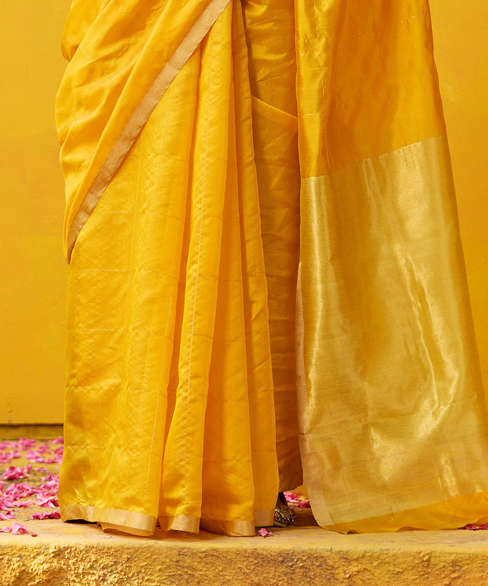 Yellow_Handloom_Pure_Silk_Chanderi_Saree_With_Zari_Squares_WeaverStory_04
