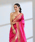 Handloom_Rani_Pink_Pure_Katan_Silk_Banarasi_Saree_With_Small_Border_And_Booti_WeaverStory_01