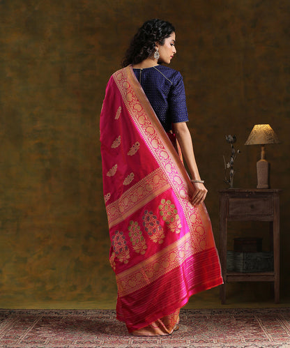 Pink_Handloom_Pure_Katan_Silk_Banarasi_Saree_with_Kadhwa_Booti_WeaverStory_03