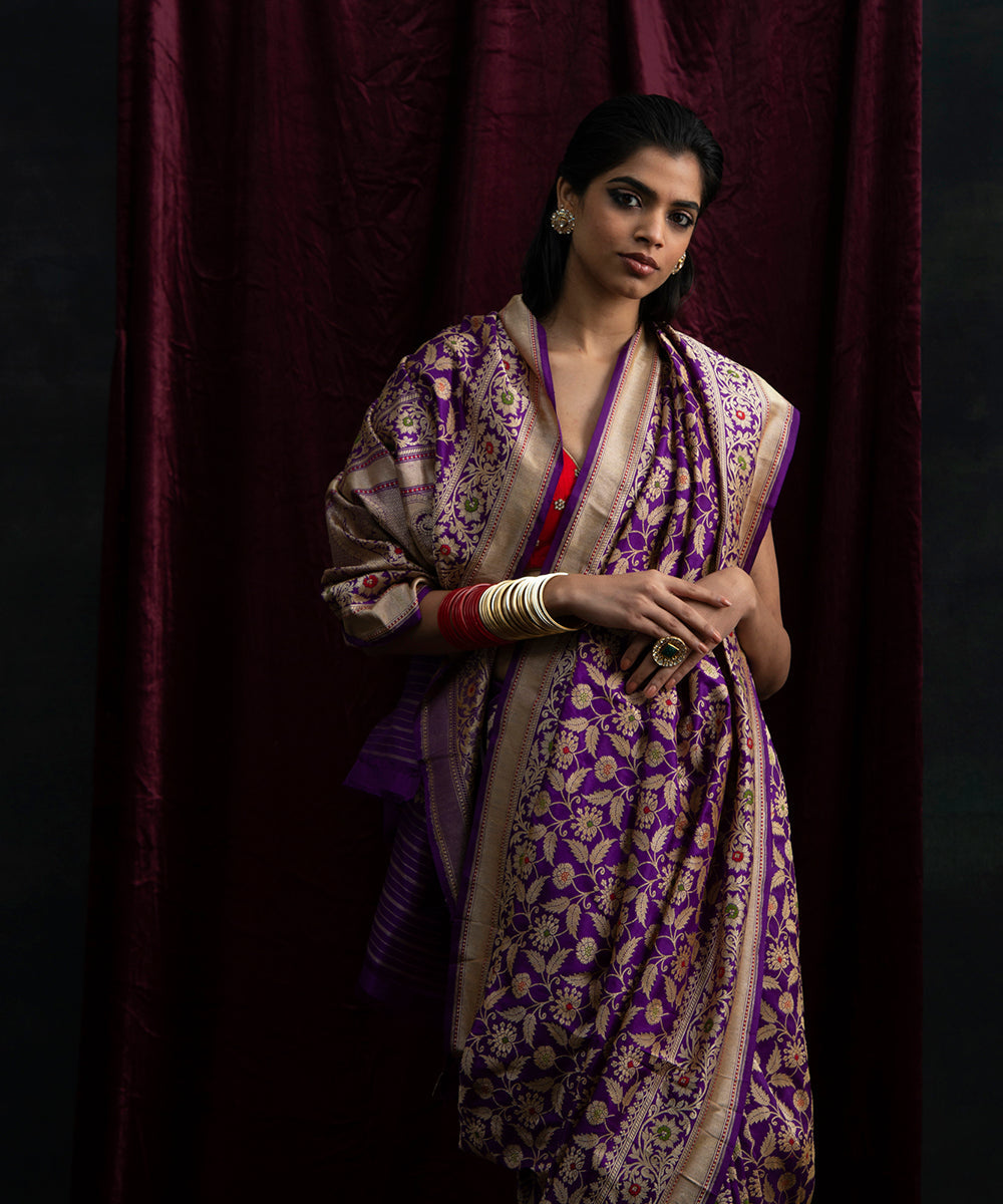 Handloom_Purple_Pure_Katan_Silk_Kadhwa_Jangla_Banarasi_Saree_with_Meenakari_WeaverStory_01