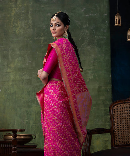 Hot_Pink_Handloom_Pure_Katan_Silk_Banarasi_Saree_with_Beldaar_Cutwork_Jamdani_work_WeaverStory_01