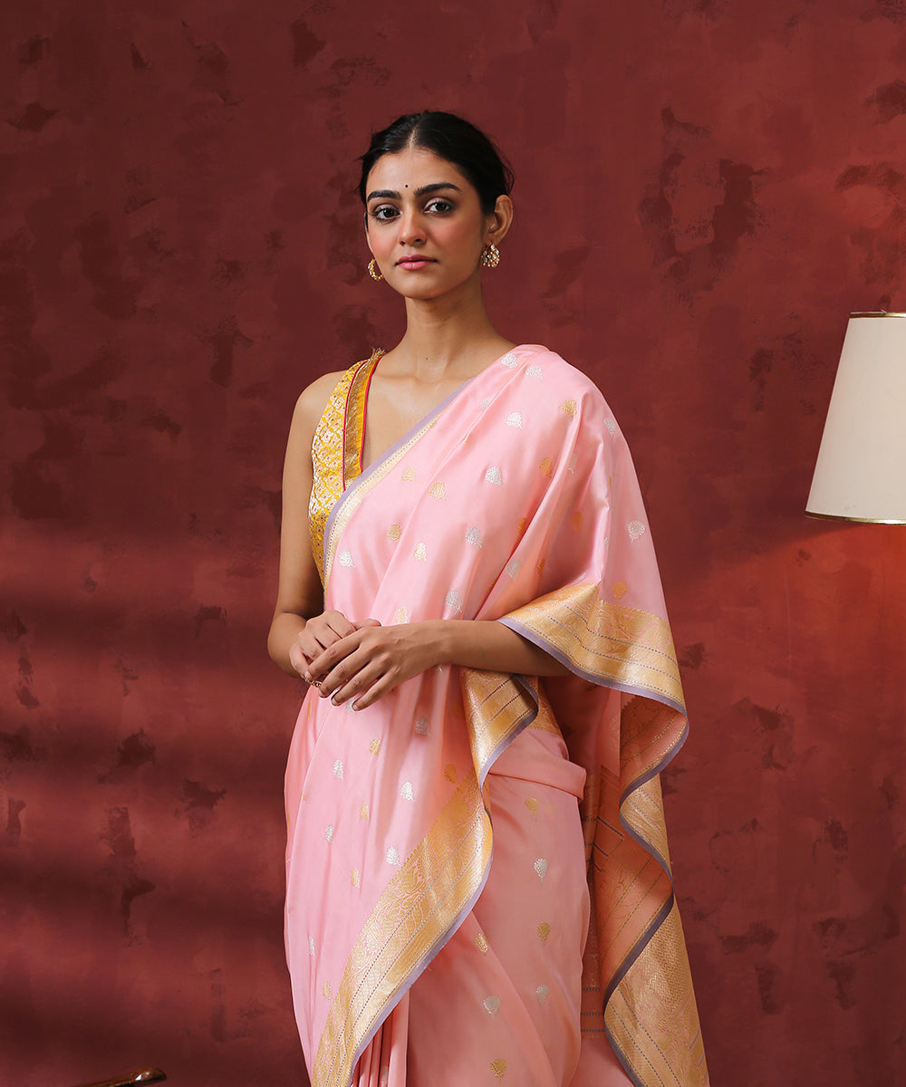 Light_Pink_Handloom_Kadhwa_Booti_Pure_Katan_Silk_Banarasi_Saree_WeaverStory_01