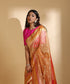 Orange_Handloom_Silk_Tissue_Banarasi_Saree_With_Gold_And_Silver_Zari_Kadhwa_Booti_WeaverStory_01