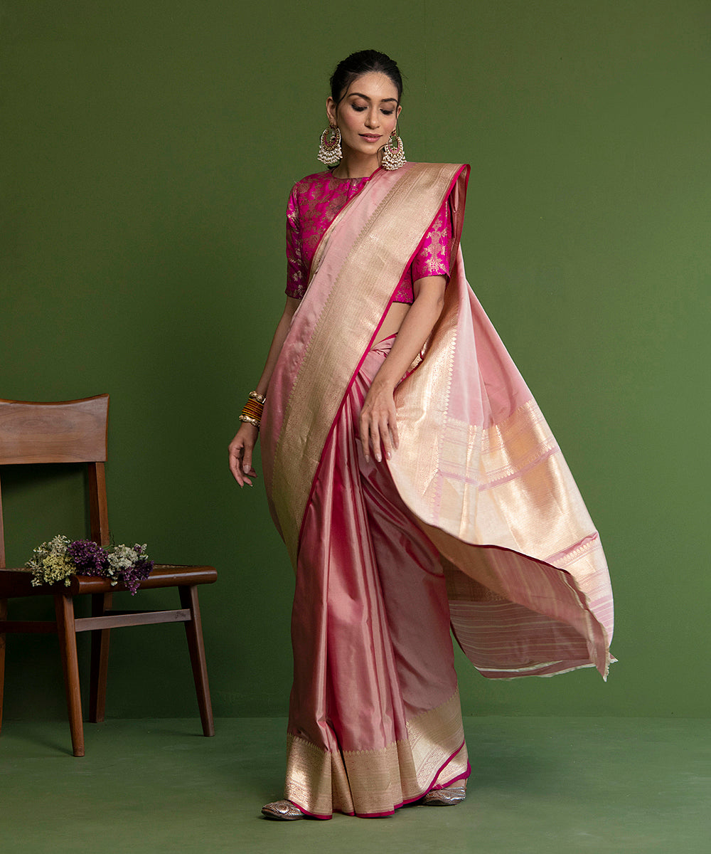 Handloom_Pink_Plain_Banarasi_Saree_With_Kadhwa_Border_and_Pallu_WeaverStory_02