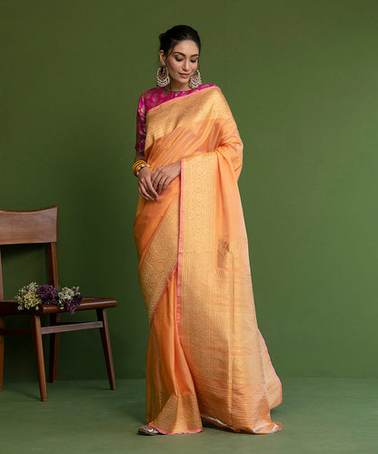 Orange_Handloom_Plain_Pure_Katan_Silk_Banarasi_Saree_With_Kadhwa_Border_Pallu_WeaverStory_02