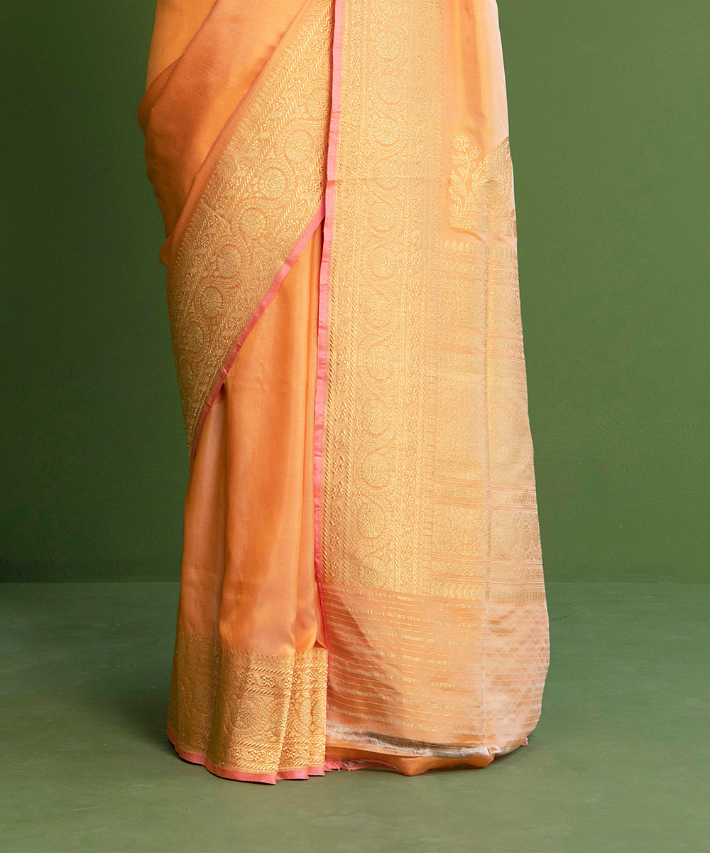 Orange_Handloom_Plain_Pure_Katan_Silk_Banarasi_Saree_With_Kadhwa_Border_Pallu_WeaverStory_04