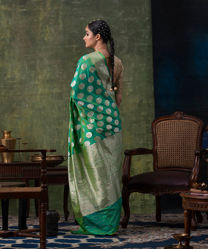 Handloom_Aqua_Green_Pure_Katan_Silk_Banarasi_Saree_with_Gold_And_Silver_Meenakari_Mughal_Booti_WeaverStory_03