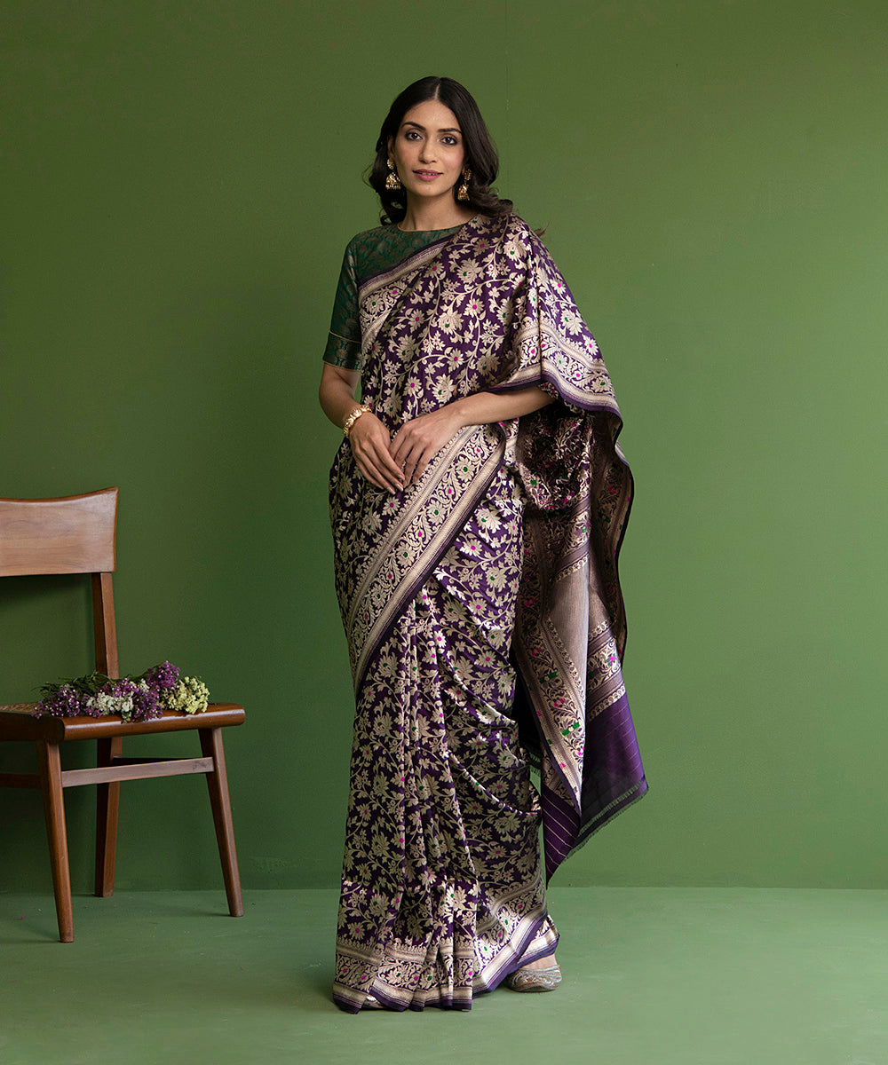 Purple_Handloom_Pure_Katan_Silk_Banarasi_Saree_with_Meenakari_Jangla_Design_WeaverStory_02