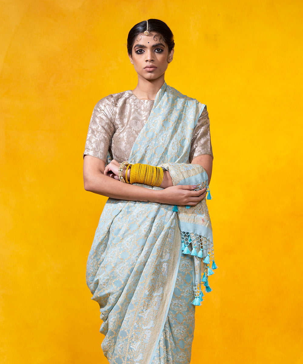 Powder_Blue_Handloom_Cutwork_Weave_Banarasi_Jangla_Saree_WeaverStory_01