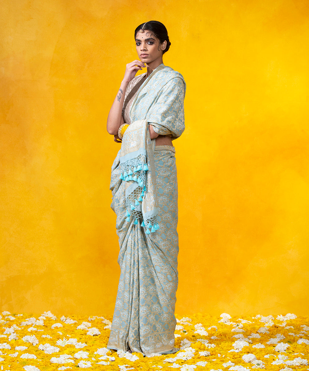 Powder_Blue_Handloom_Cutwork_Weave_Banarasi_Jangla_Saree_WeaverStory_02