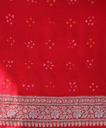 Red_Handloom_Georgette_Banarasi_Bandhej_Saree_with_Kadhwa_Booti_WeaverStory_05