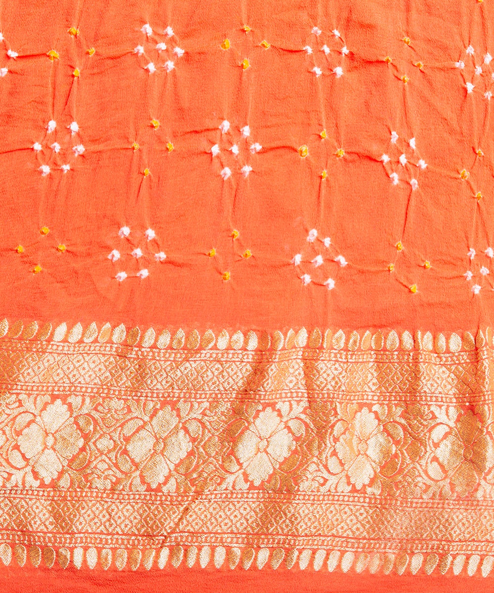Handloom_Orange_Georgette_Banarasi_Bandhej_Saree_With_Cutwork_Weave_WeaverStory_05
