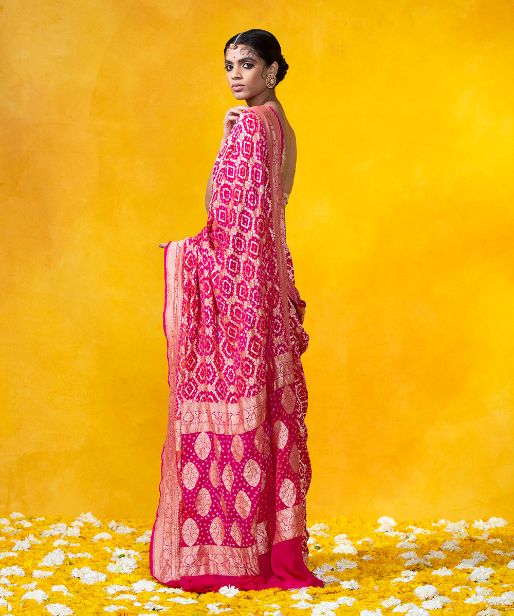 Pink_Handloom_Georgette_Banarasi_Bandhej_Saree_With_Cutwork_Weave_and_Jaal_WeaverStory_03